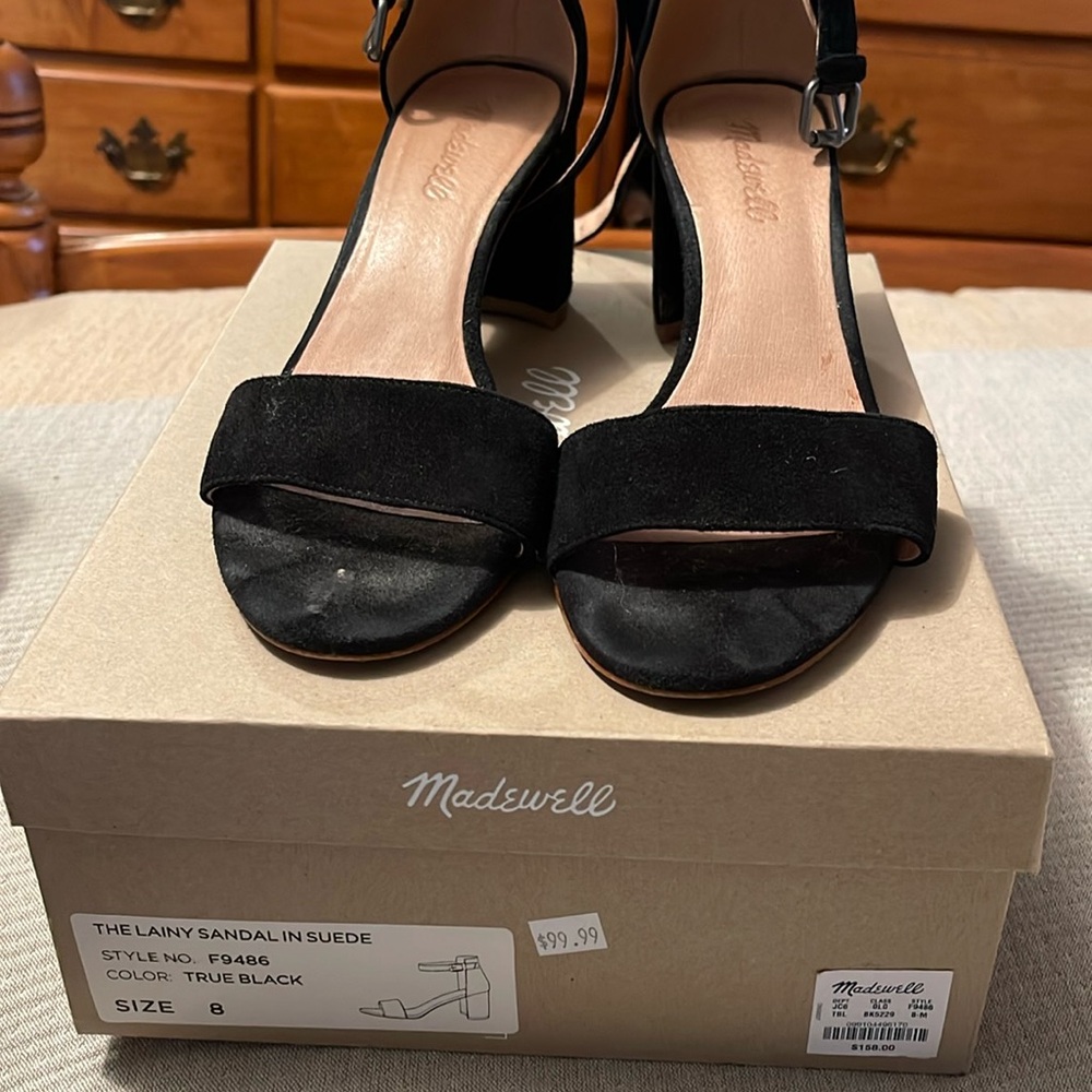 Madewell Lainy sandal 8 true black ankle strap f9486
